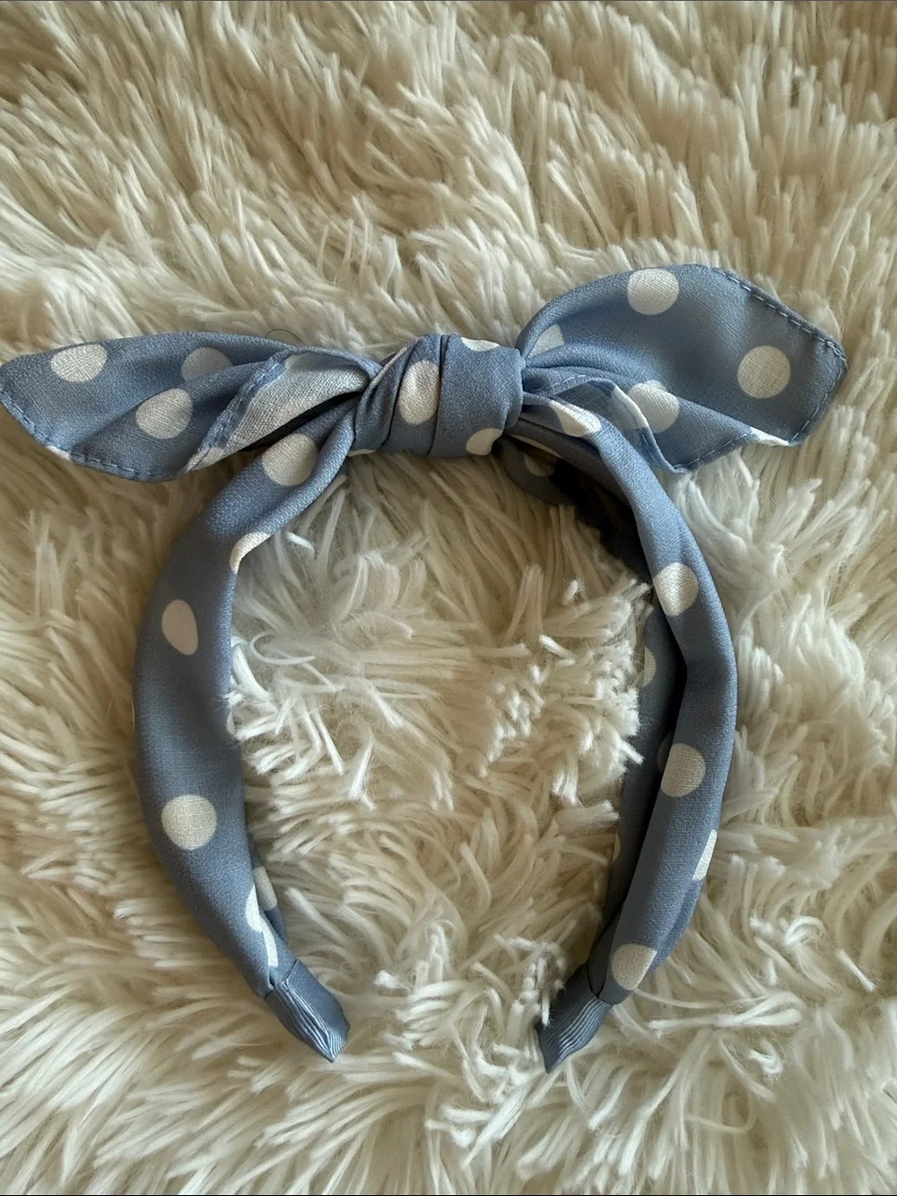 Set of 2 Blue Polka Dot & Gray Knot Headbands